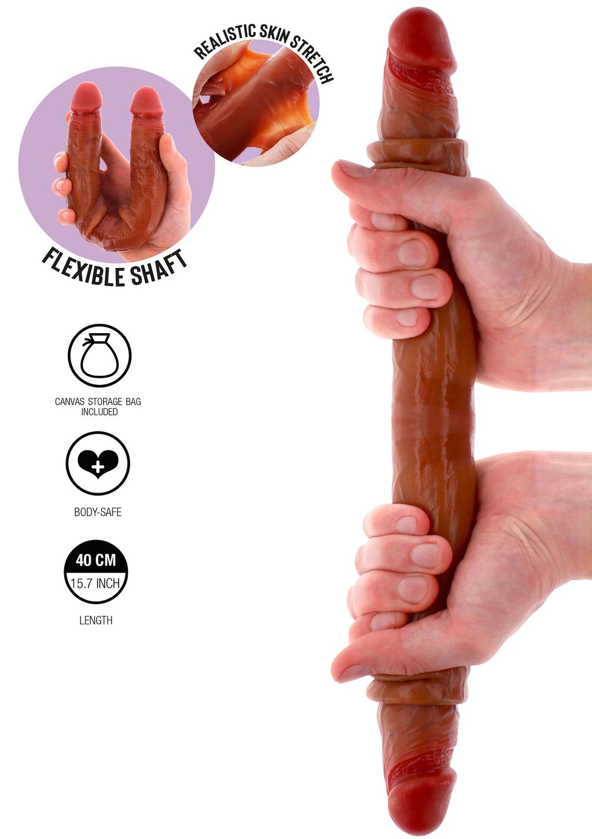 Bestel: Get Real Silicone Foreskin Double Dong 40 cm by ToyJoy - bij Happytoys.nl, happytoys.be, Happytoys.ae: erotische sex webshop | liever Happy dan Easy ⭐⭐⭐⭐⭐