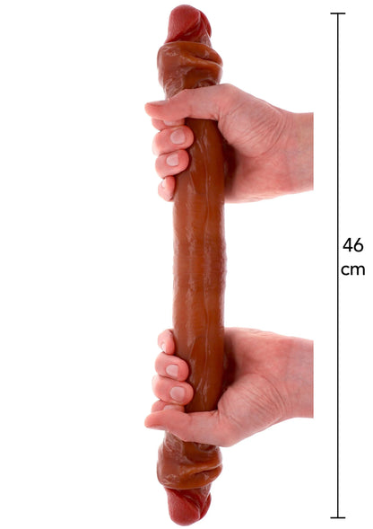Bestel: Get Real Silicone Foreskin Double Dong 46 cm by ToyJoy - bij Happytoys.nl, happytoys.be, Happytoys.ae: erotische sex webshop | liever Happy dan Easy ⭐⭐⭐⭐⭐ - Default Title - 11208 - CARAMEL
