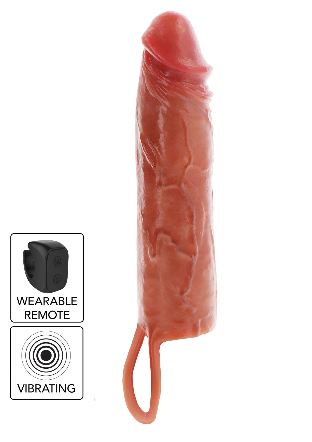Bestel: Hydrated Skin Penis Silicone Sleeve Vibrating 20 cm by ToyJoy - bij Happytoys: de erotische sex webshop | liever Happy dan Easy ⭐⭐⭐⭐⭐ - Default Title - 11213 - CARAMEL