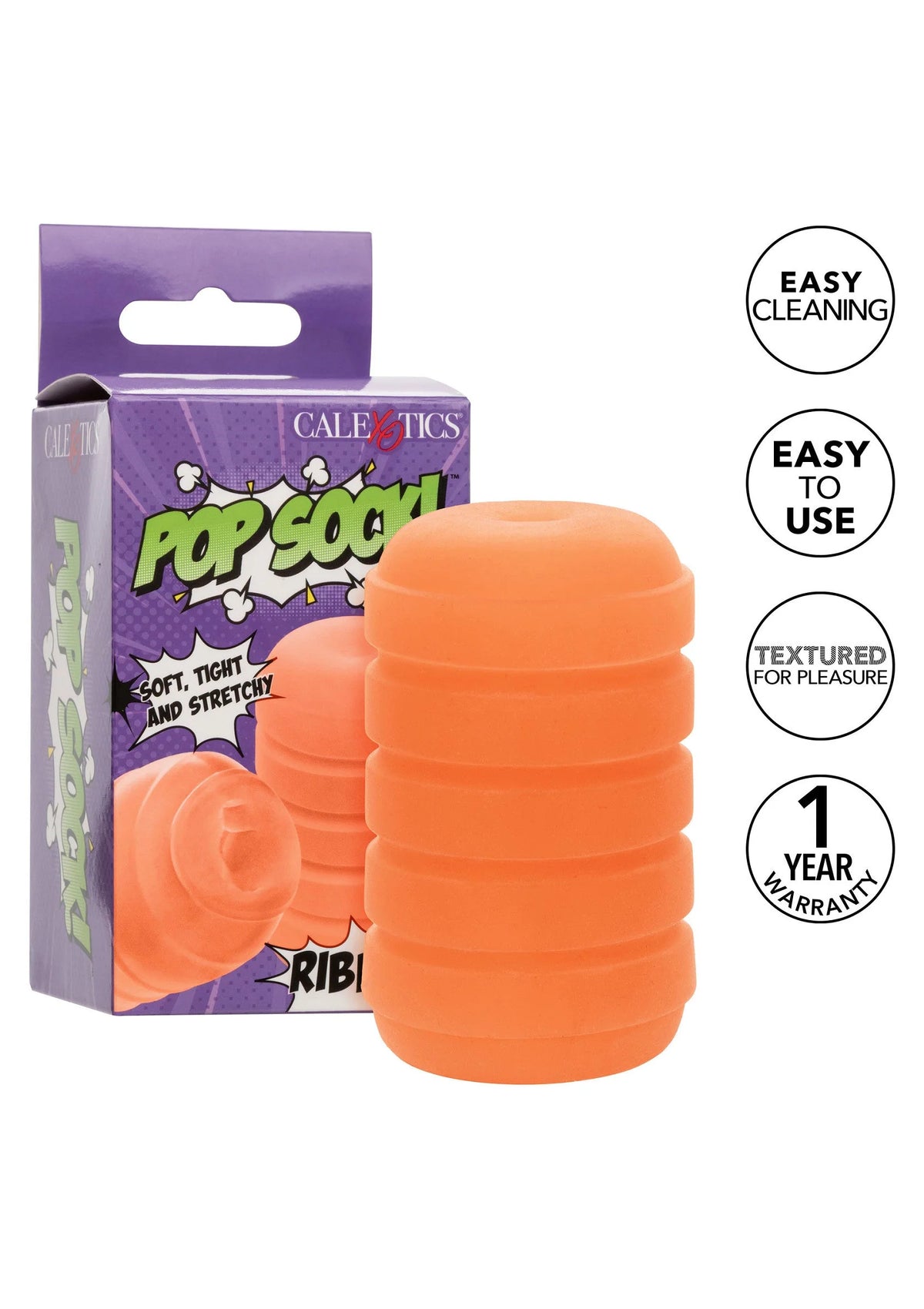 Bestel: Pop Sock Ribbed stroker by CalExotics Pop Socks - bij Happytoys: de erotische sex webshop | liever Happy dan Easy ⭐⭐⭐⭐⭐