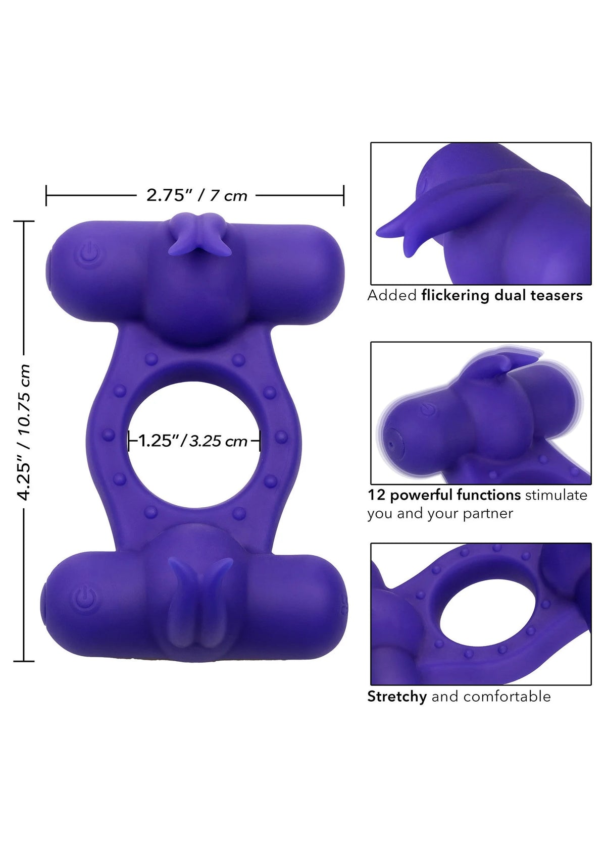 Bestel: Silicone Rechargeable Triple Orgasm Enhancer by CalExotics - bij Happytoys: de erotische sex webshop | liever Happy dan Easy ⭐⭐⭐⭐⭐
