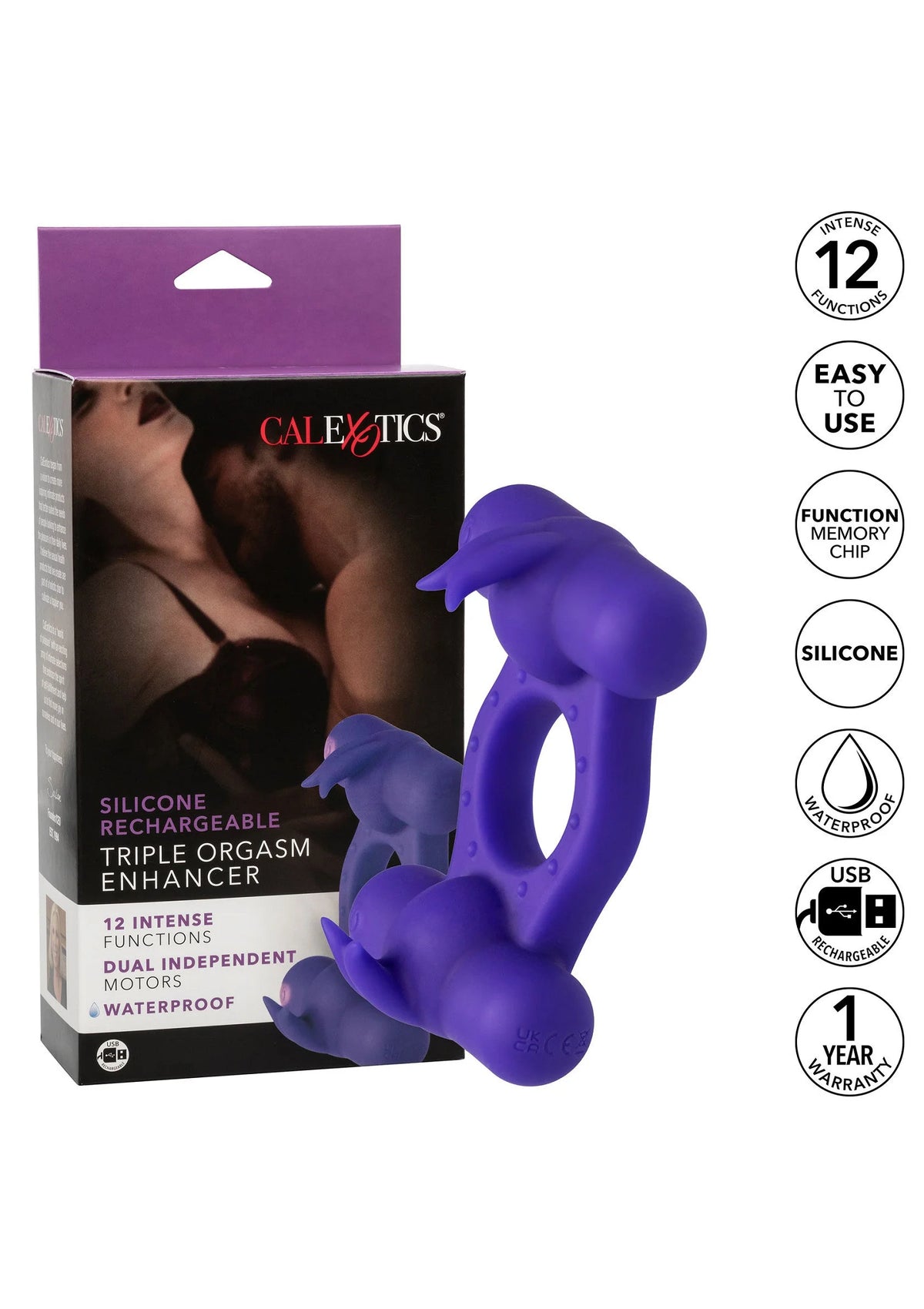 Bestel: Silicone Rechargeable Triple Orgasm Enhancer by CalExotics - bij Happytoys: de erotische sex webshop | liever Happy dan Easy ⭐⭐⭐⭐⭐