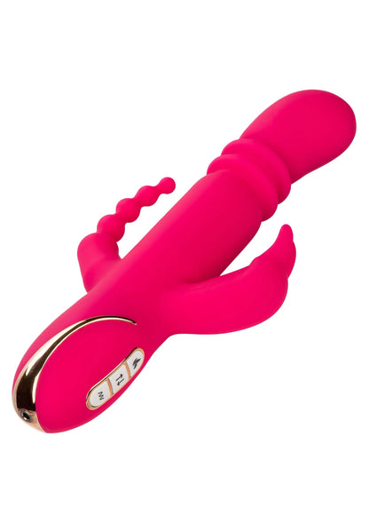 Bestel: Heated Silicone Triple Rabbit by CalExotics - bij Happytoys: de erotische sex webshop | liever Happy dan Easy ⭐⭐⭐⭐⭐