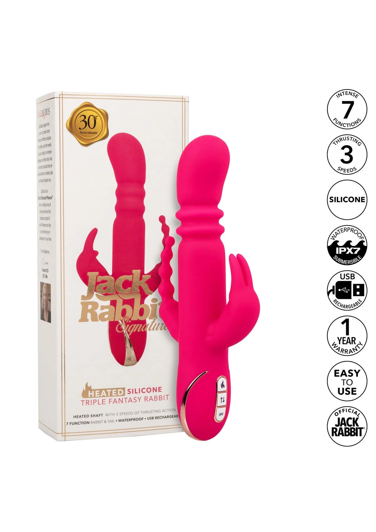 Bestel: Heated Silicone Triple Rabbit by CalExotics - bij Happytoys: de erotische sex webshop | liever Happy dan Easy ⭐⭐⭐⭐⭐