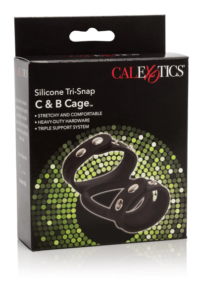 Bestel: Silicone Tri - Snap C & B Cage by CalExotics - bij Happytoys.nl, happytoys.be, Happytoys.ae: erotische sex webshop | liever Happy dan Easy ⭐⭐⭐⭐⭐