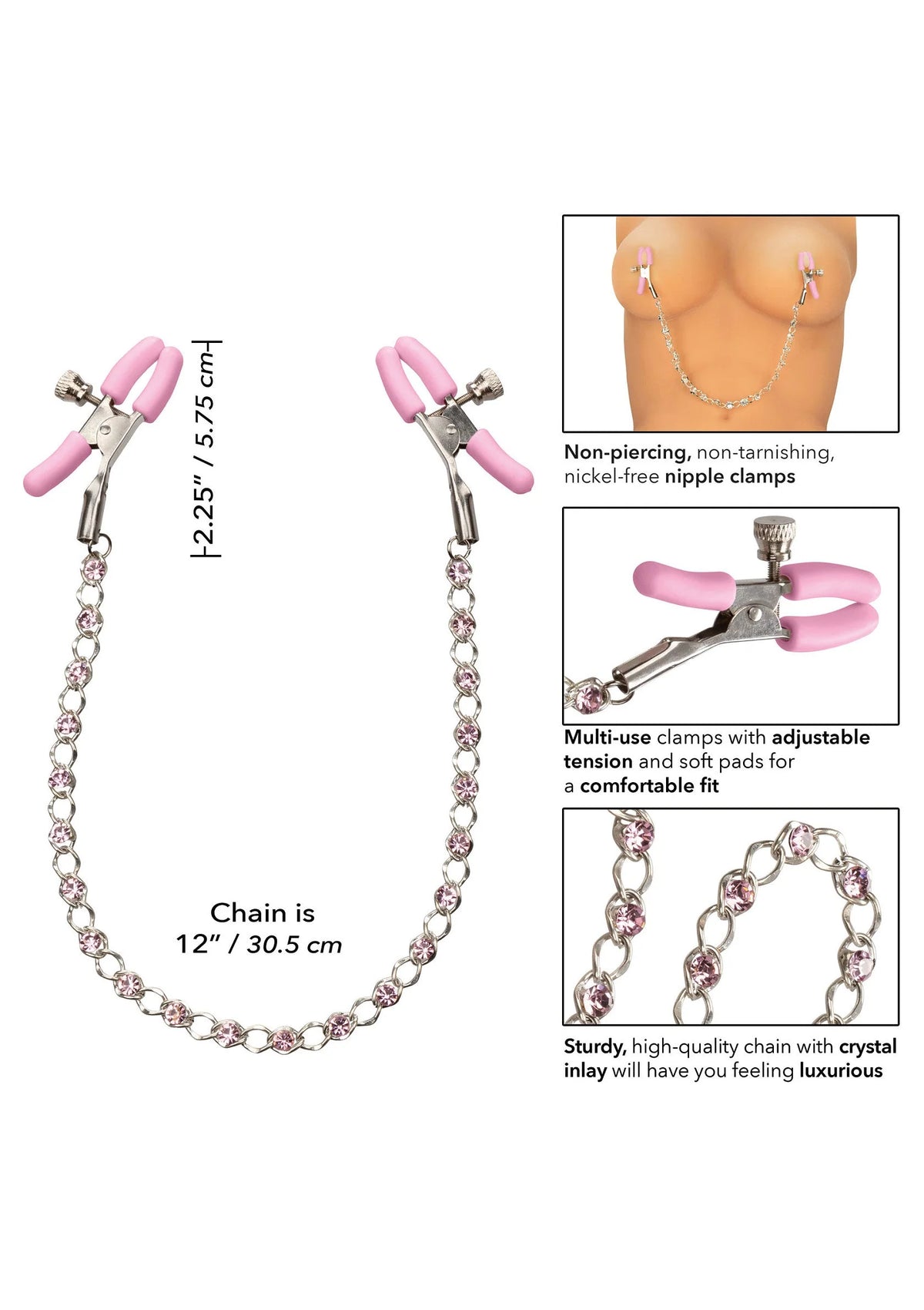 Bestel: Crystal Chain Nipple Clamps by CalExotics - bij Happytoys.nl, happytoys.be, Happytoys.ae: erotische sex webshop | liever Happy dan Easy ⭐⭐⭐⭐⭐