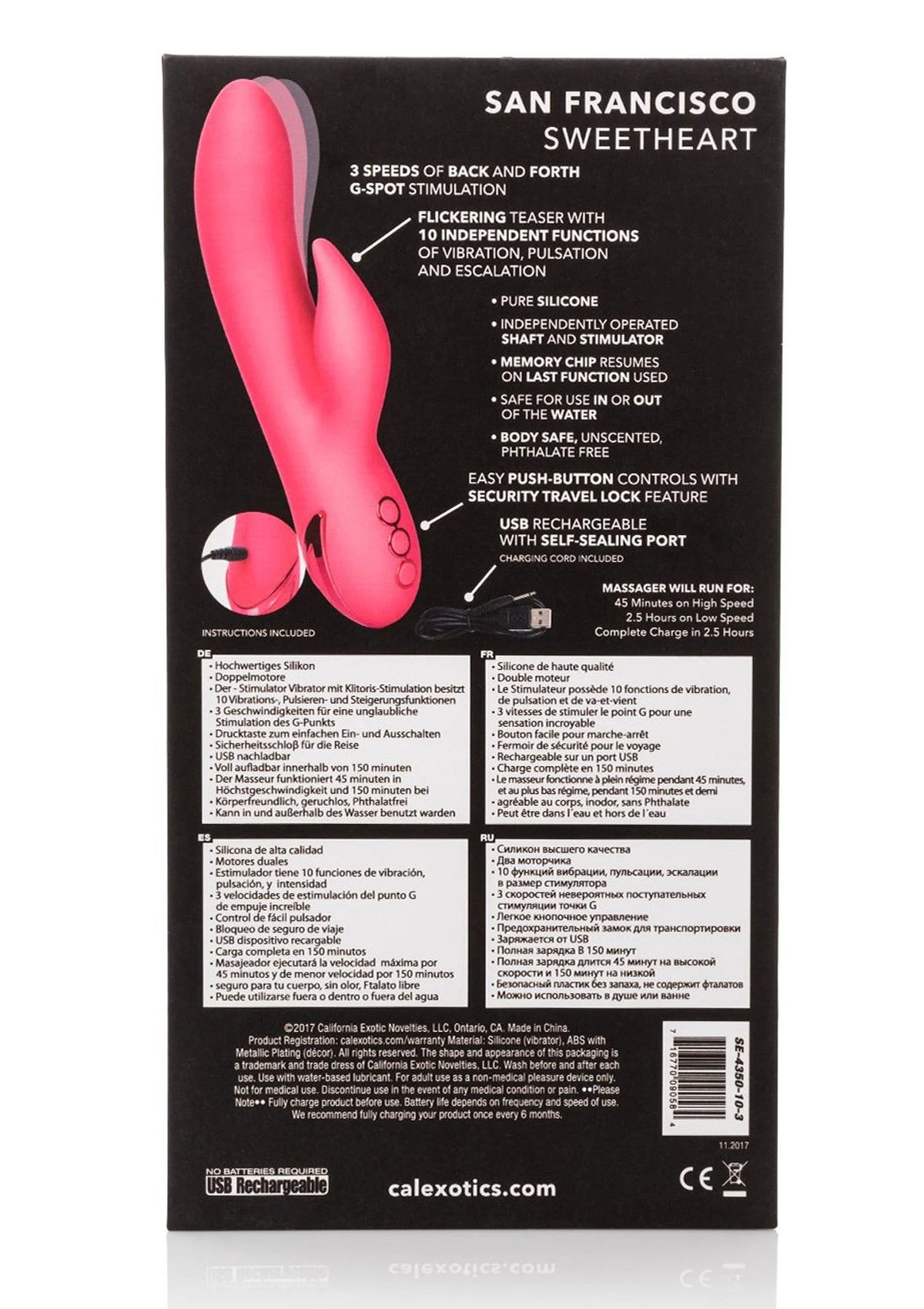 Bestel: San Francisco Sweetheart Double Vibrator by CalExotics California Dreaming - bij Happytoys.nl, happytoys.be, Happytoys.ae: erotische sex webshop | liever Happy dan Easy ⭐⭐⭐⭐⭐