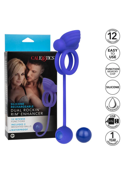 Bestel: Silicone Rechargeable Dual Rockin' Rim Enhancer by CalExotics - bij Happytoys.nl, happytoys.be, Happytoys.ae: erotische sex webshop | liever Happy dan Easy ⭐⭐⭐⭐⭐
