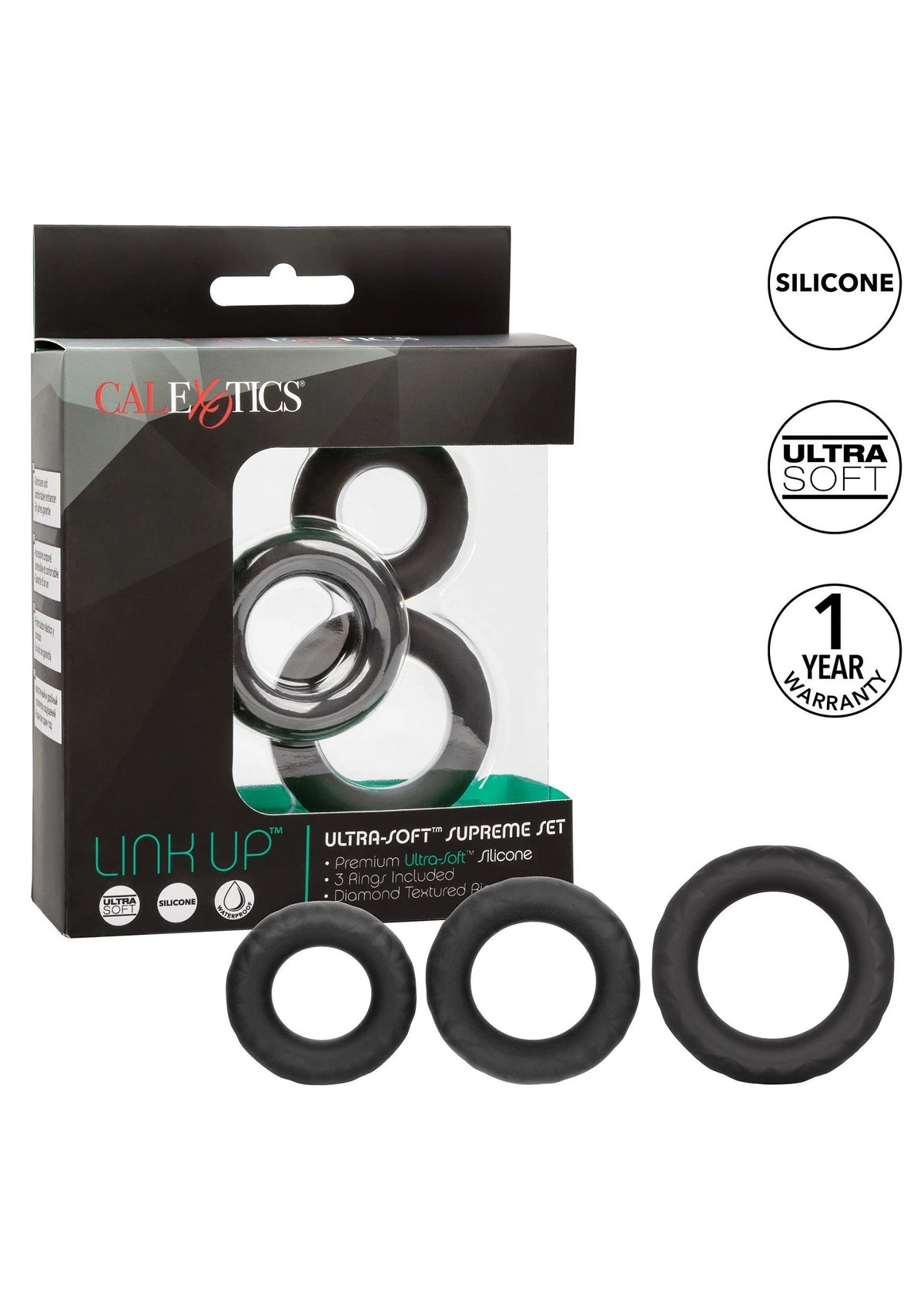 Bestel: Link Up Ultra - Soft Supreme Set cockring by CalExotics - bij Happytoys.nl, happytoys.be, Happytoys.ae: erotische sex webshop | liever Happy dan Easy ⭐⭐⭐⭐⭐