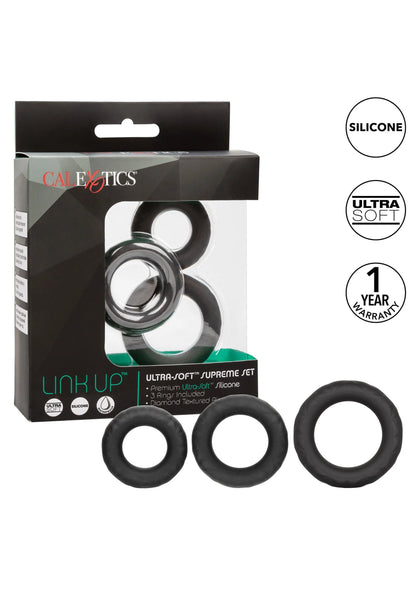 Bestel: Link Up Ultra - Soft Supreme Set cockring by CalExotics - bij Happytoys.nl, happytoys.be, Happytoys.ae: erotische sex webshop | liever Happy dan Easy ⭐⭐⭐⭐⭐