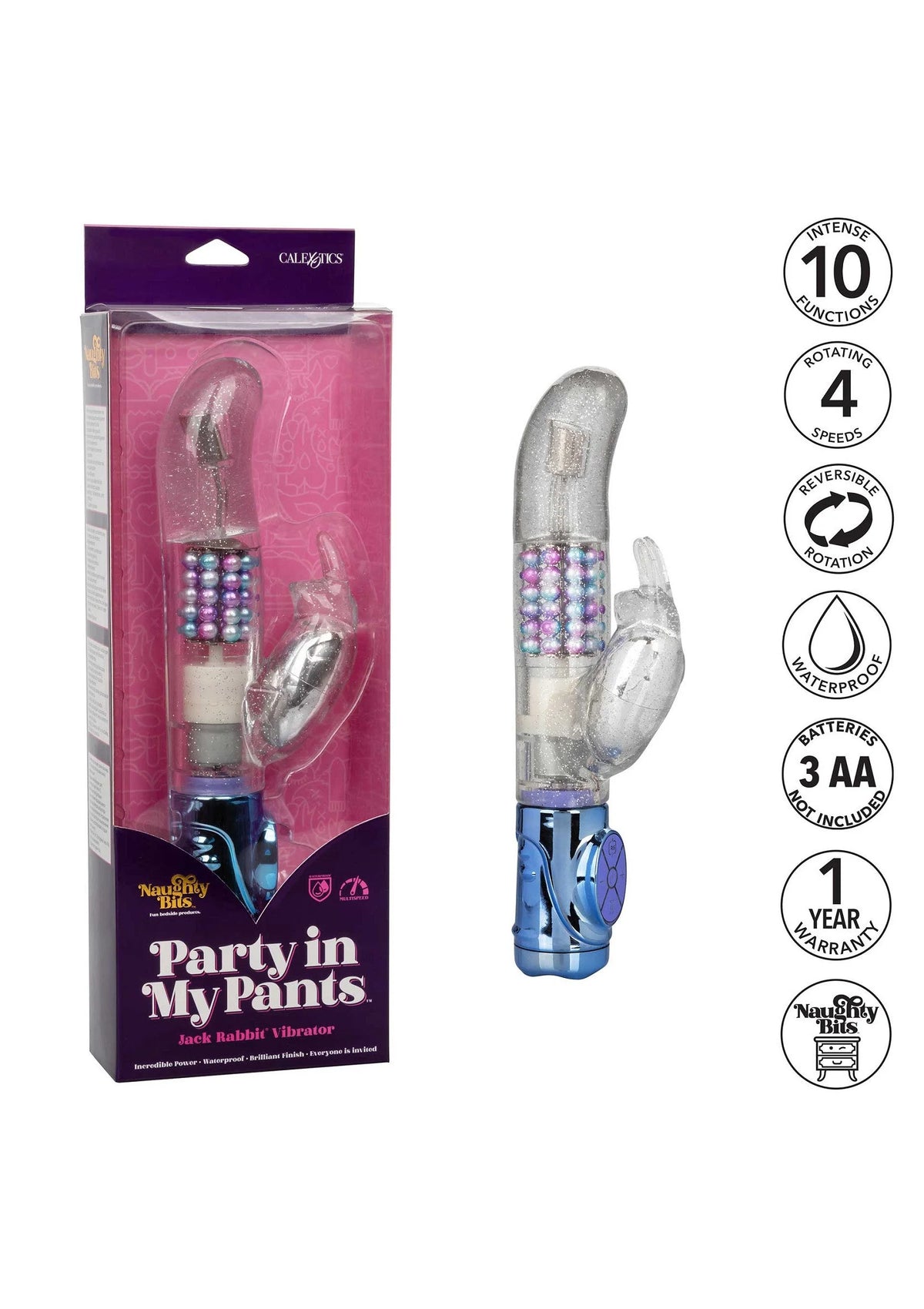 Bestel: Naughty Bits Party in my Pants Jack Rabbit Vibrator CalExotics - bij Happytoys.nl, happytoys.be, Happytoys.ae: erotische sex webshop | liever Happy dan Easy ⭐⭐⭐⭐⭐