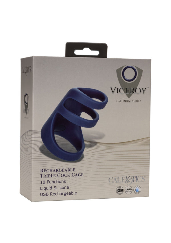 Bestel: Rechargeable Triple Cock Cage by CalExotics ViceRoy - bij Happytoys: de erotische sex webshop | liever Happy dan Easy ⭐⭐⭐⭐⭐