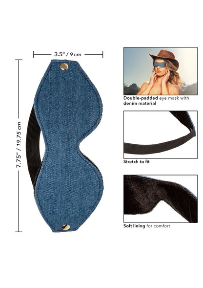 Bestel: Ride 'em Premium Denim Collection Eye Mask by CalExotics - bij Happytoys.nl, happytoys.be, Happytoys.ae: erotische sex webshop | liever Happy dan Easy ⭐⭐⭐⭐⭐