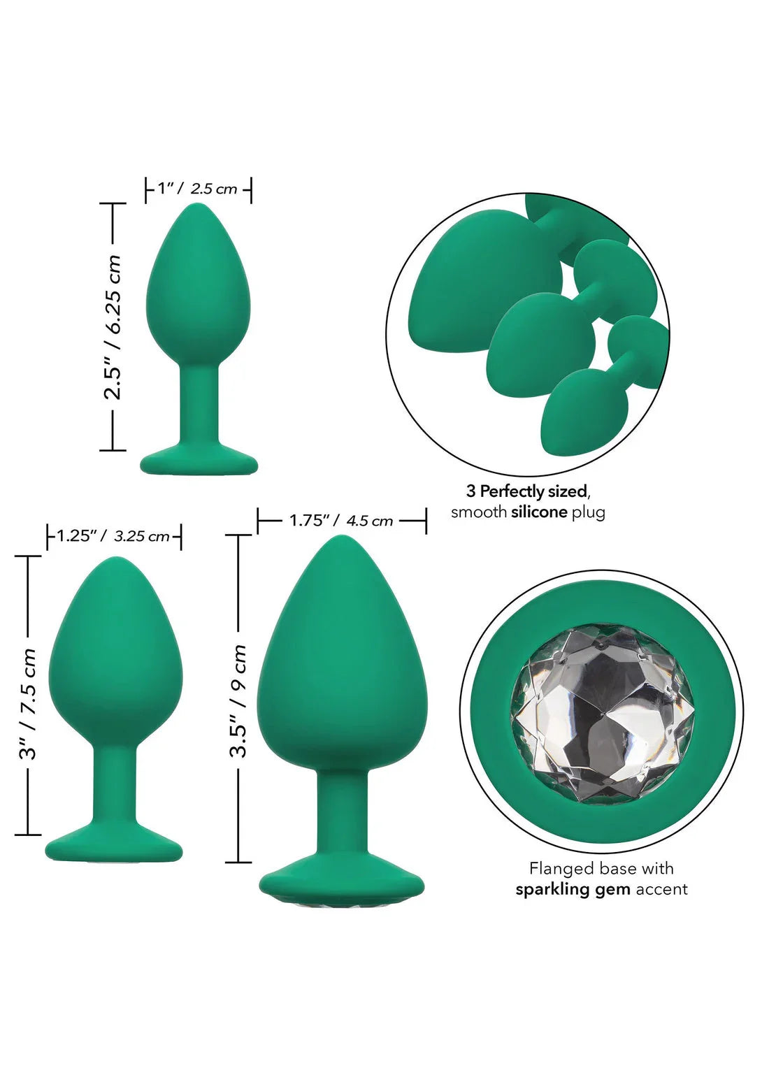 Cheeky Gems 3 pcs by CalExotics - Happytoys Sexshop: online sex shop for Feeling Happy & Easy 😊 - Discreet geleverd