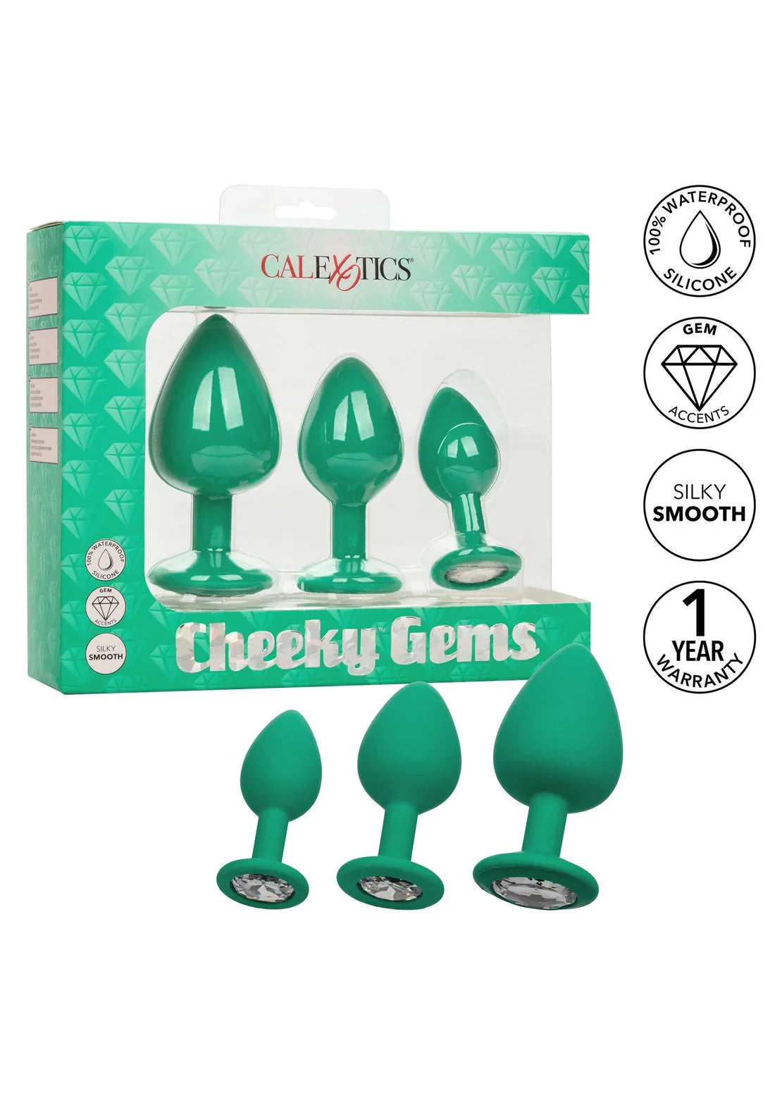 Cheeky Gems 3 pcs by CalExotics - Happytoys Sexshop: online sex shop for Feeling Happy & Easy 😊 - Discreet geleverd