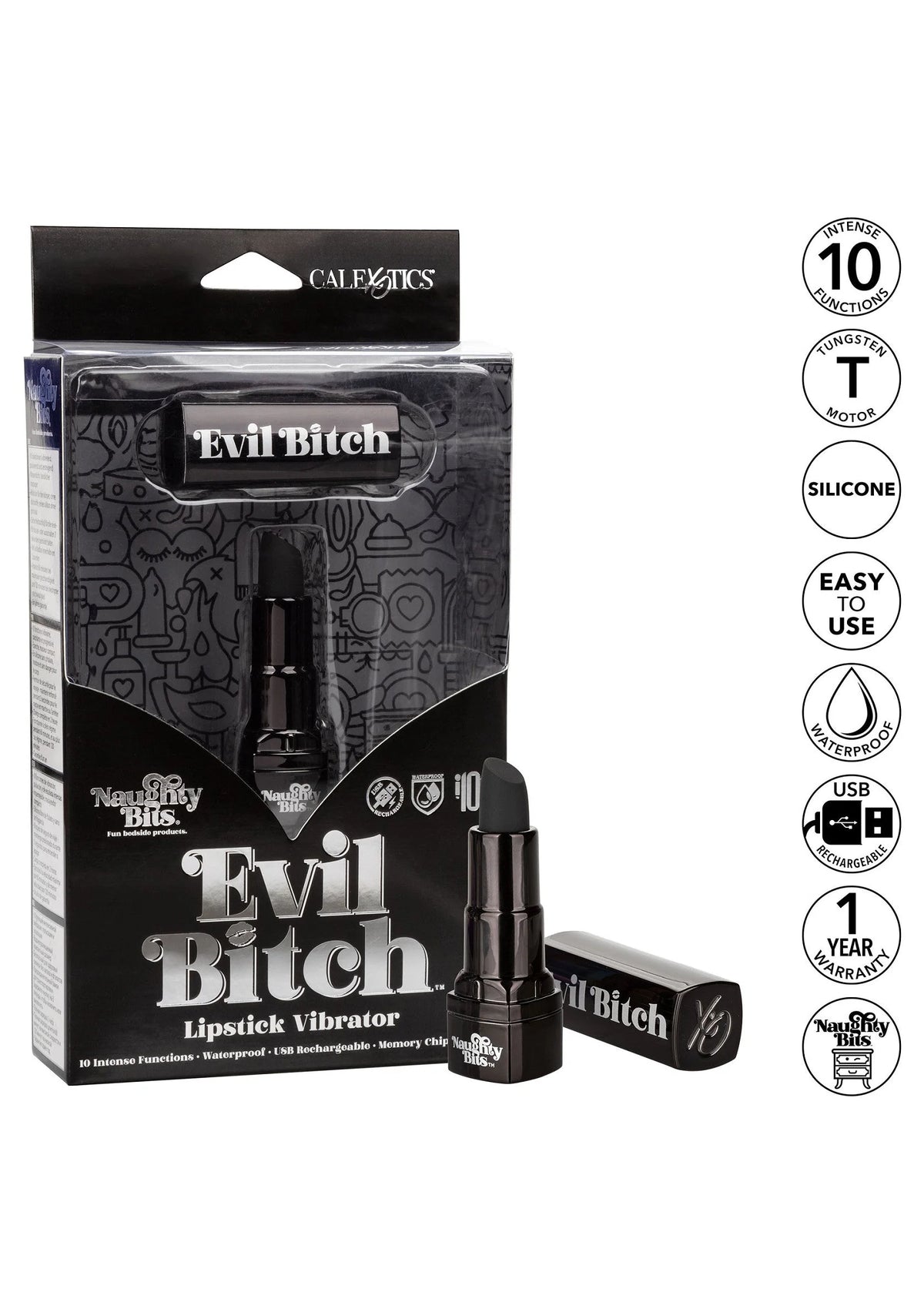 Bestel: Naughty Bits Evil Bitch Lipstick Vibrator by CalExotics - bij Happytoys.nl, happytoys.be, Happytoys.ae: erotische sex webshop | liever Happy dan Easy ⭐⭐⭐⭐⭐