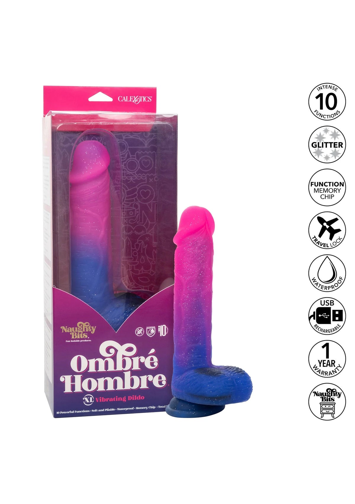 Bestel: Naughty Bits Ombré Hombre XL Vibrating Dildo by CalExotics - bij Happytoys.nl, happytoys.be, Happytoys.ae: erotische sex webshop | liever Happy dan Easy ⭐⭐⭐⭐⭐