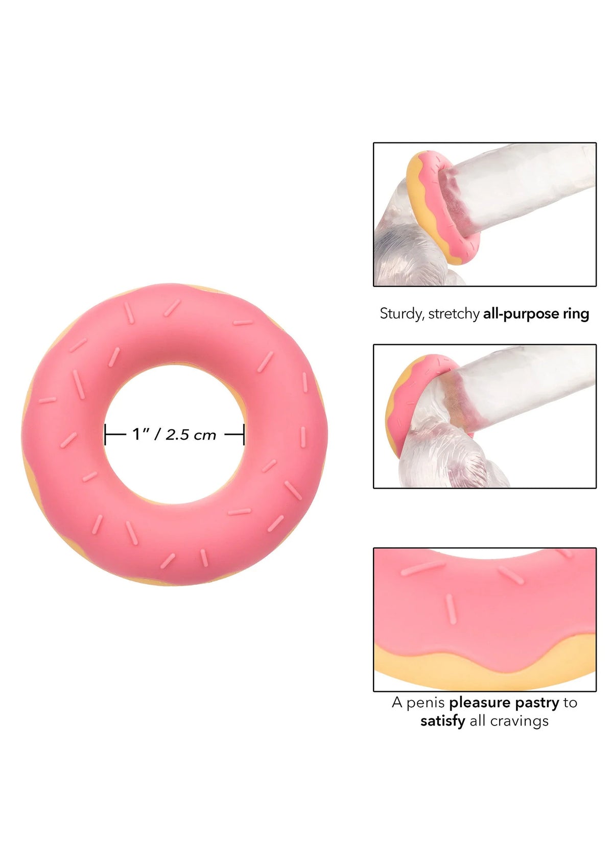 Bestel: Naughty Bits Dickin’ Donuts Silicone Donut Cock RIng by CalExotics - bij Happytoys.nl, happytoys.be, Happytoys.ae: erotische sex webshop | liever Happy dan Easy ⭐⭐⭐⭐⭐