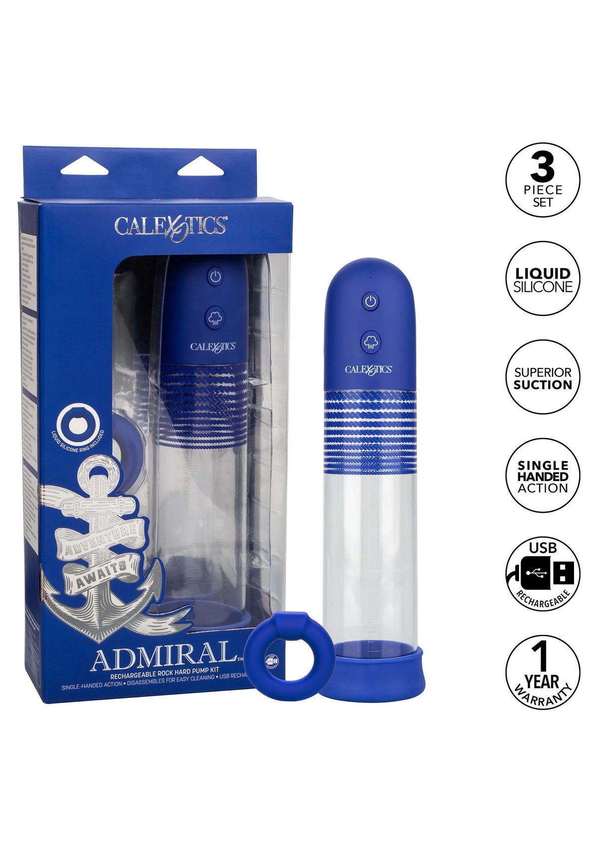 Bestel: Admiral Rechargeable Rock Hard Pump Kit by CalExotics - bij Happytoys.nl, happytoys.be, Happytoys.ae: erotische sex webshop | liever Happy dan Easy ⭐⭐⭐⭐⭐