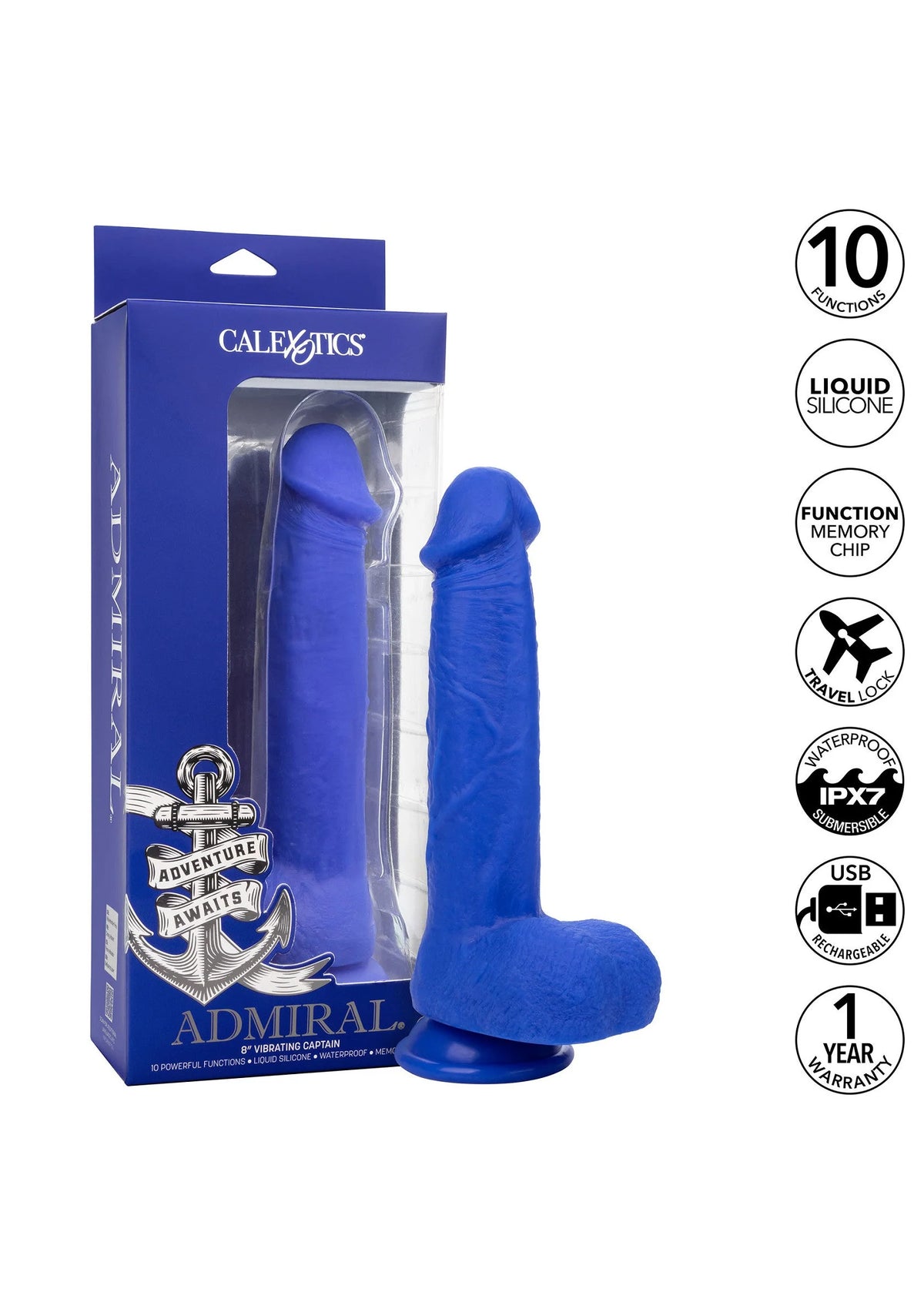 Bestel: Admiral 8” Vibrating Captain by CalExotics - bij Happytoys: de erotische sex webshop | liever Happy dan Easy ⭐⭐⭐⭐⭐