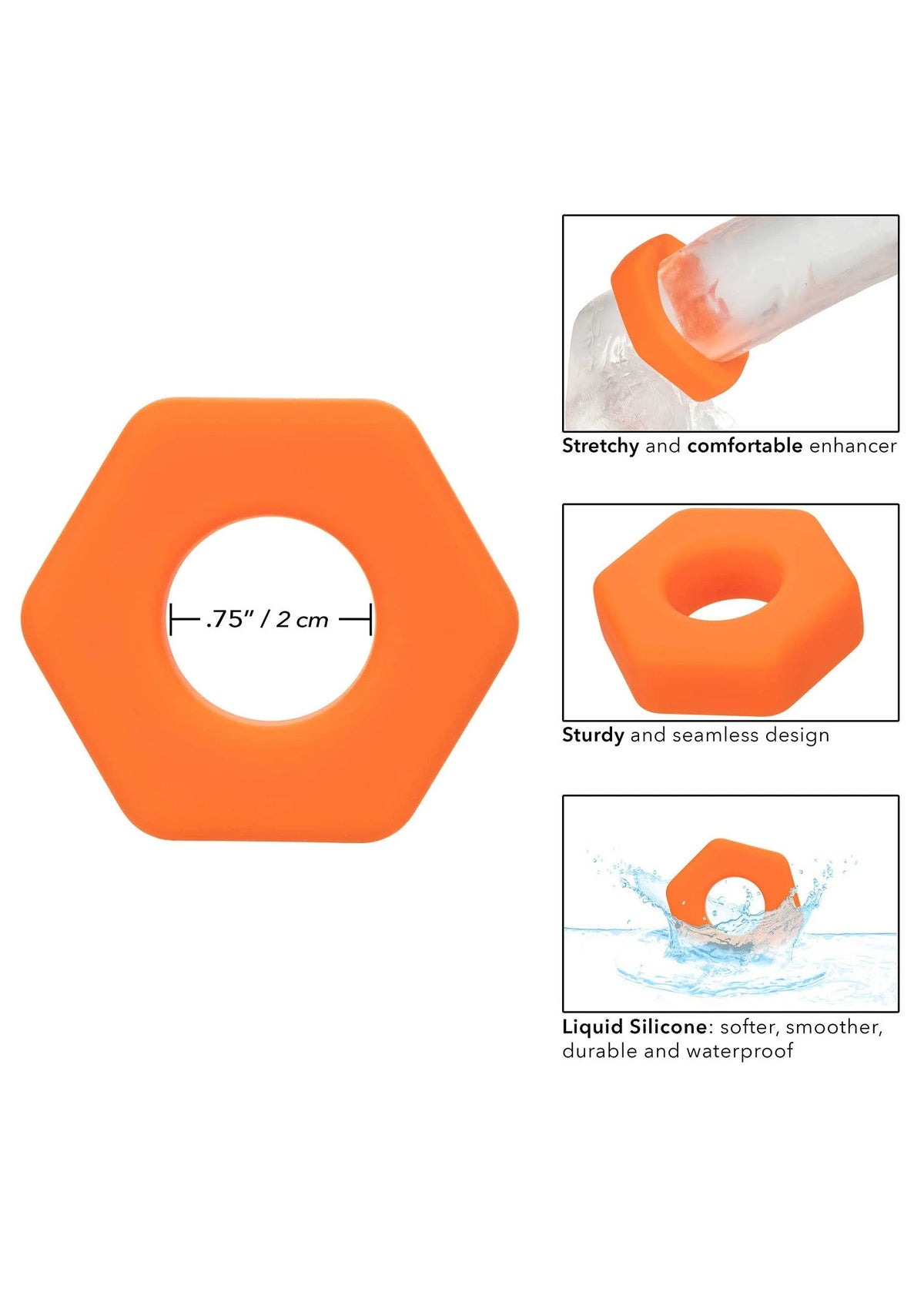 Bestel: Alpha Liquid Silicone Prolong Sexagon Ring by CalExotics - bij Happytoys.nl, happytoys.be, Happytoys.ae: erotische sex webshop | liever Happy dan Easy ⭐⭐⭐⭐⭐