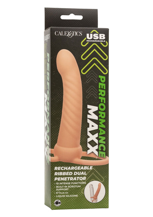 Bestel: Ribbed Dual Penetrator by CalExotics Performance Maxx - bij Happytoys: de erotische sex webshop | liever Happy dan Easy ⭐⭐⭐⭐⭐
