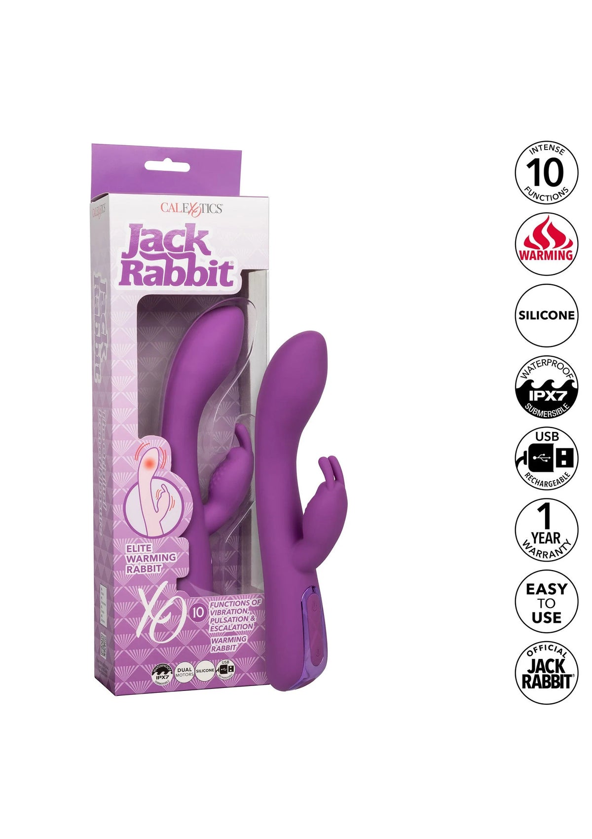 Bestel: Jack Rabbit Elite Warming Rabbit vibrator by CalExotics - bij Happytoys: de erotische sex webshop | liever Happy dan Easy ⭐⭐⭐⭐⭐