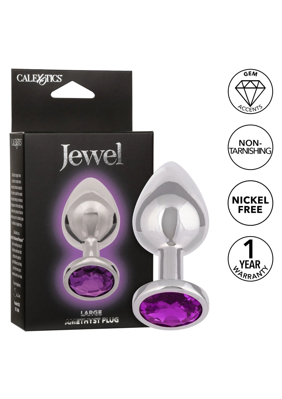 Bestel: Jewel Large Amethyst Plug by CalExotics - bij Happytoys.nl, happytoys.be, Happytoys.ae: erotische sex webshop | liever Happy dan Easy ⭐⭐⭐⭐⭐