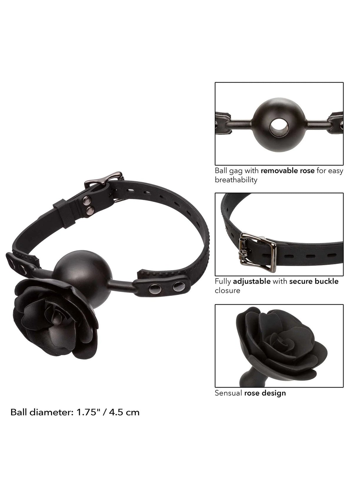 Bestel: Forbidden Removable Rose Gag by CalExotics - bij Happytoys.nl, happytoys.be, Happytoys.ae: erotische sex webshop | liever Happy dan Easy ⭐⭐⭐⭐⭐