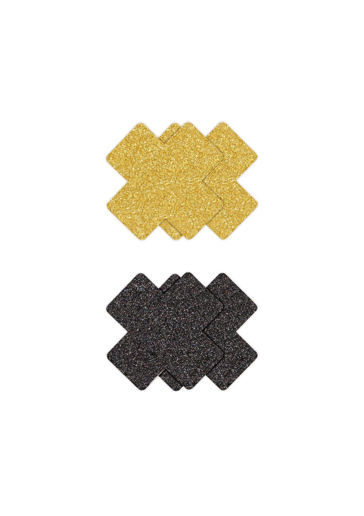 Bestel: Pasties Glitter Cross 2 Pair by NS Novelties - bij Happytoys.nl, happytoys.be, Happytoys.ae: erotische sex webshop | liever Happy dan Easy ⭐⭐⭐⭐⭐ - Zwart - 19169 - BLACK