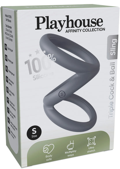 Bestel: Triple Cock & Ball Sling Small by Playhouse Affinity - bij Happytoys.nl, happytoys.be, Happytoys.ae: erotische sex webshop | liever Happy dan Easy ⭐⭐⭐⭐⭐ - Default Title - 25607 - GREY