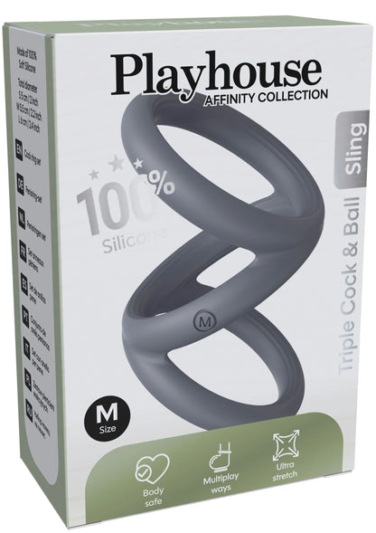Bestel: Triple Cock & Ball Sling Medium by Playhouse Affinity - bij Happytoys.nl, happytoys.be, Happytoys.ae: erotische sex webshop | liever Happy dan Easy ⭐⭐⭐⭐⭐ - Default Title - 25608 - GREY