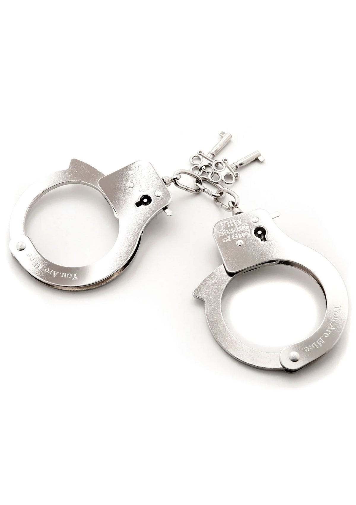 Bestel: You Are Mine Metal Handcuffs Fifty Shades of Grey - bij Happytoys.nl, happytoys.be, Happytoys.ae: erotische sex webshop | liever Happy dan Easy ⭐⭐⭐⭐⭐ - Default Title - 29037 - SILVER