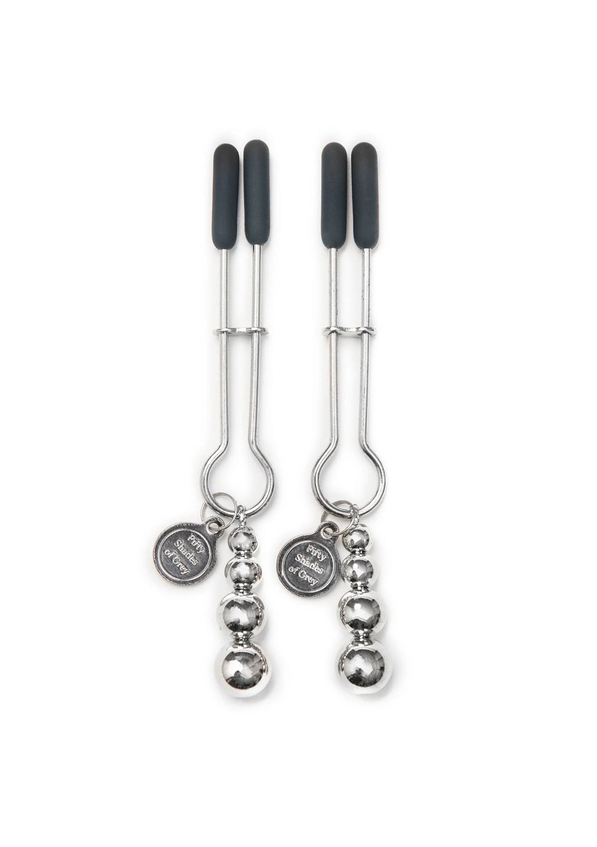 Bestel: The Pinch Adjustable Nipple Clamps by Fifty Shades of Grey - bij Happytoys.nl, happytoys.be, Happytoys.ae: erotische sex webshop | liever Happy dan Easy ⭐⭐⭐⭐⭐ - Default Title - 29038 - SILVER