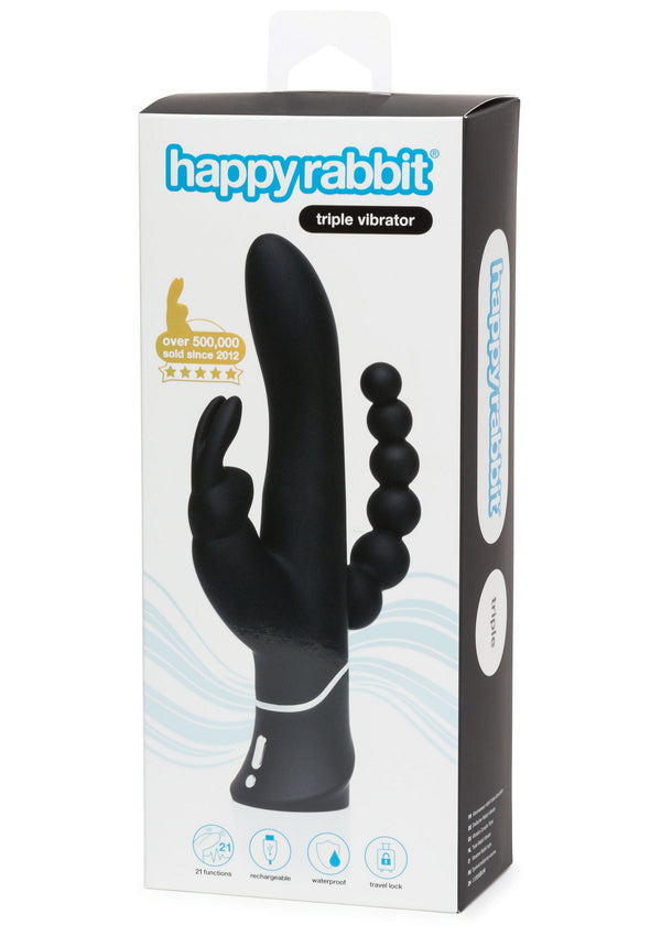 Bestel: Triple Curve Rabbit Vibrator by Happy Rabbit - bij Happytoys: de erotische sex webshop | liever Happy dan Easy ⭐⭐⭐⭐⭐