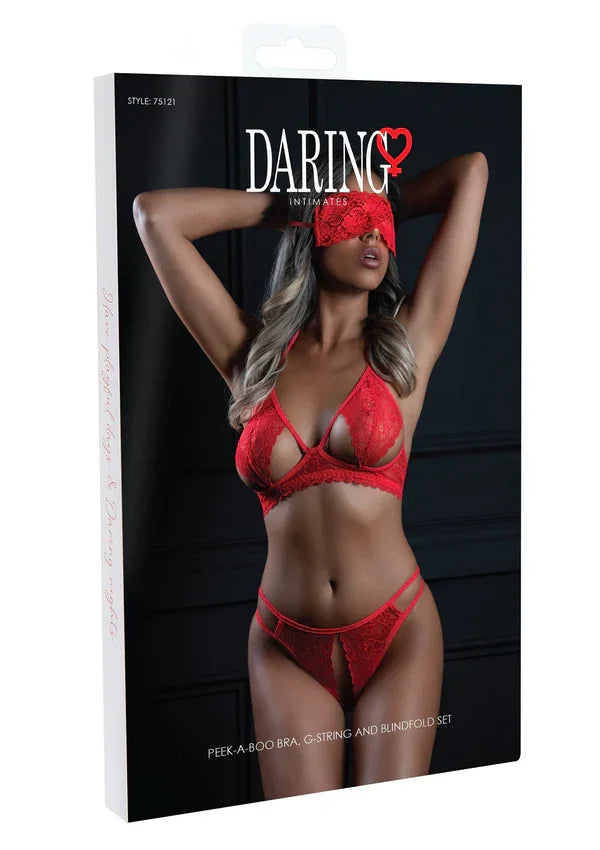 3PC Bra, Panty and Blindfold by Daring Intimates - Happytoys Sexshop: online sex shop for Feeling Happy & Easy 😊 - Discreet geleverd