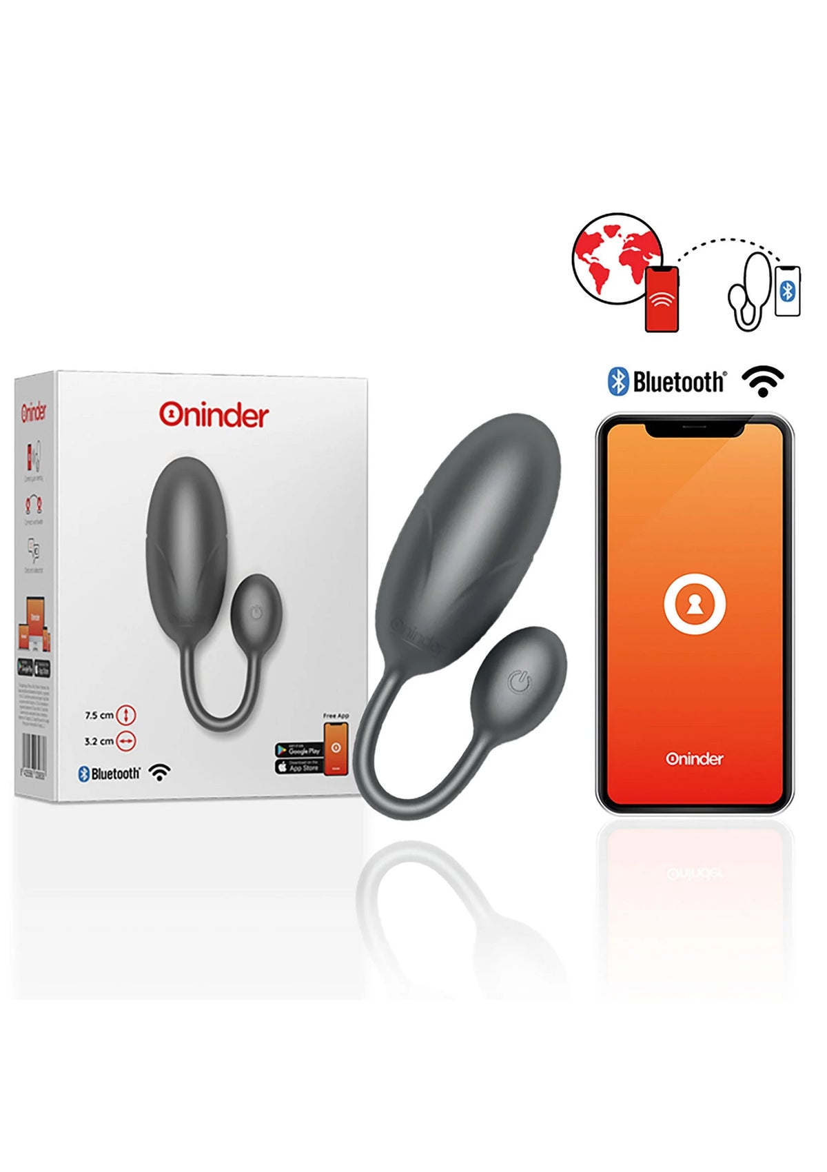 Bestel: Tokyo Vibrating Egg + App by Oninder - bij Happytoys: de erotische sex webshop | liever Happy dan Easy ⭐⭐⭐⭐⭐ - Grijs - 54902 - GREY