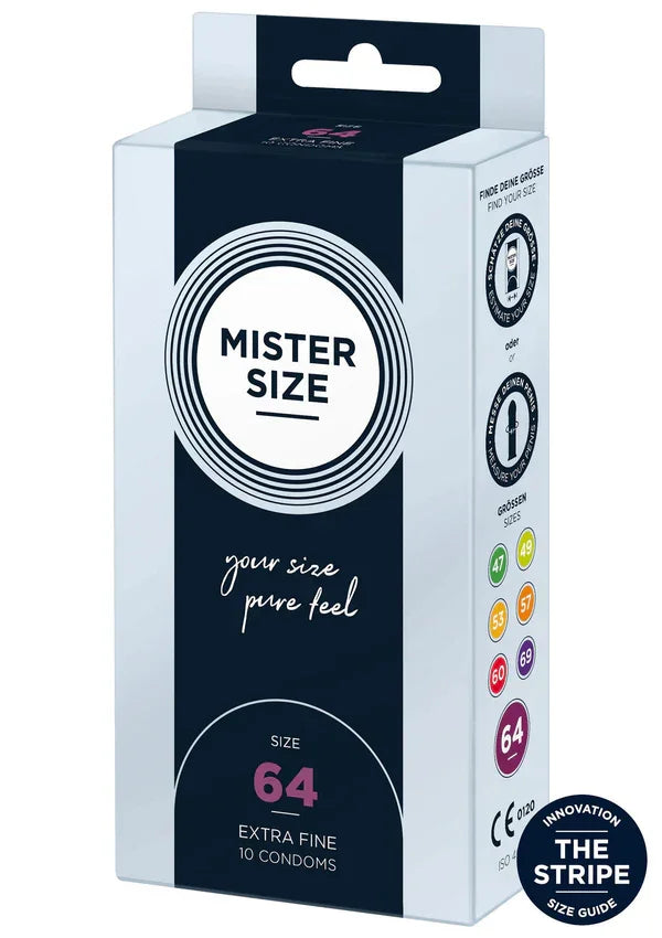 64mm Condoms 10pcs by Mister Size - Happytoys Sexshop: Toys for Feeling Happy & Easy 😊 - Discreet geleverd