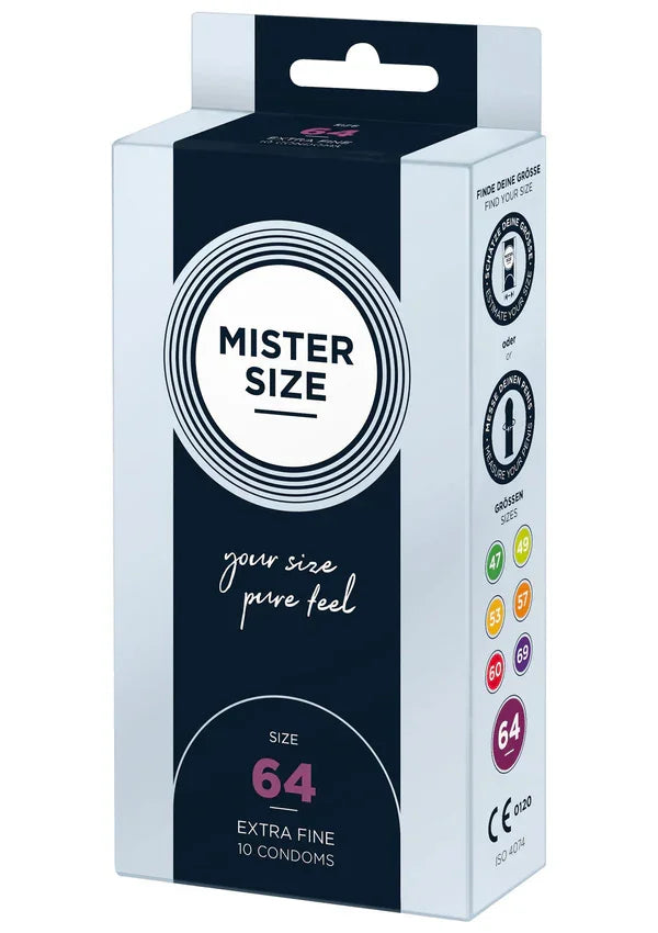 64mm Condoms 10pcs by Mister Size - Happytoys Sexshop: Toys for Feeling Happy & Easy 😊 - Discreet geleverd