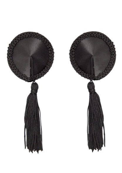 Bestel: Satin Nipple Covers with Tassel - bij Happytoys.nl, happytoys.be, Happytoys.ae: erotische sex webshop | liever Happy dan Easy ⭐⭐⭐⭐⭐ - Default Title - 70830 - BLACK - O/S