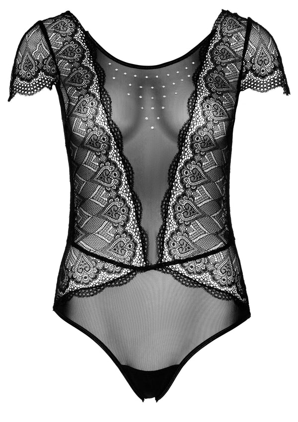 Bestel: Floral Lace and Mesh Teddy by Leg Avenue - bij Happytoys: de erotische sex webshop | liever Happy dan Easy ⭐⭐⭐⭐⭐