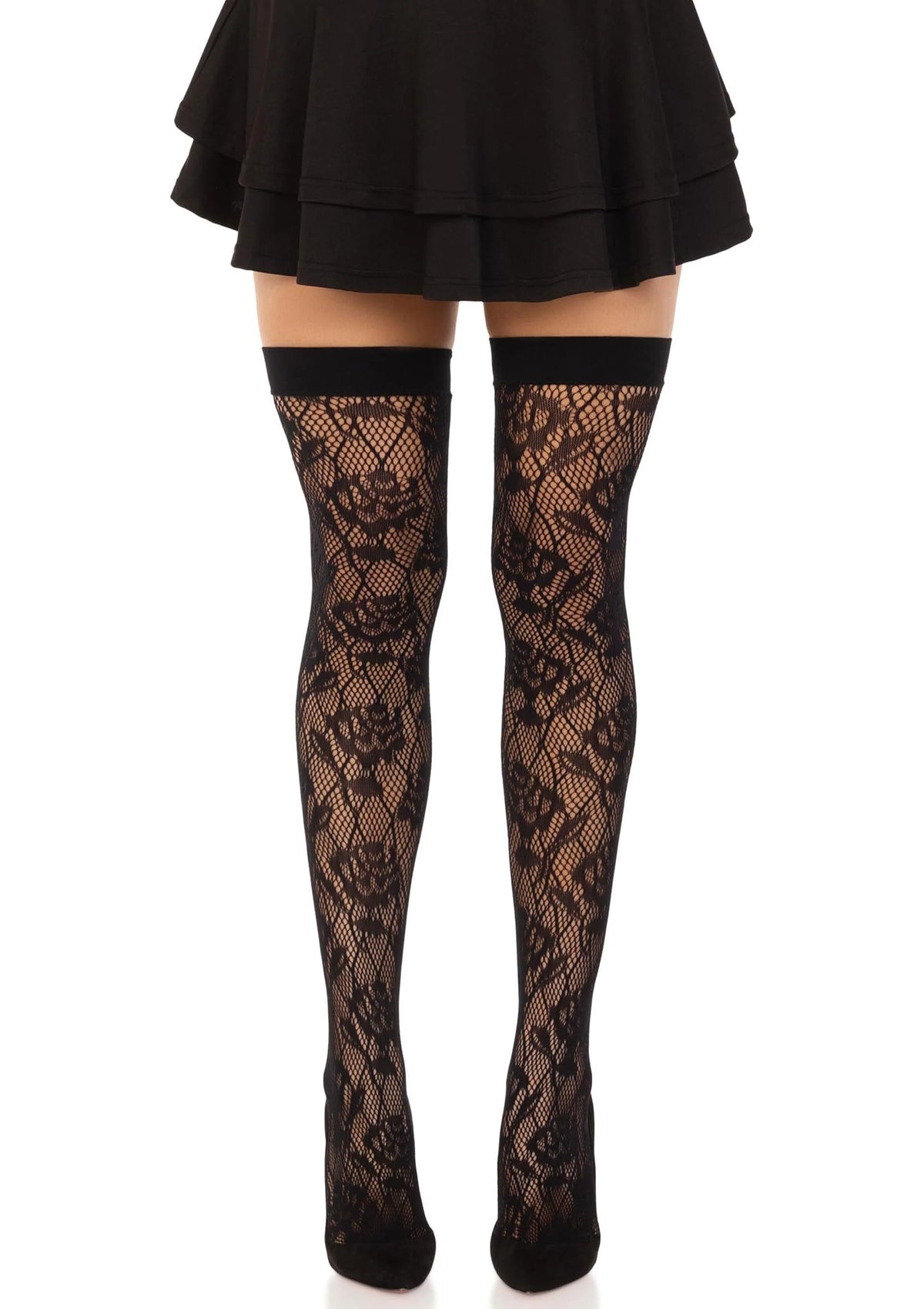 Bestel: Wild Rose Net Thigh Highs - bij Happytoys: de erotische sex webshop | liever Happy dan Easy ⭐⭐⭐⭐⭐