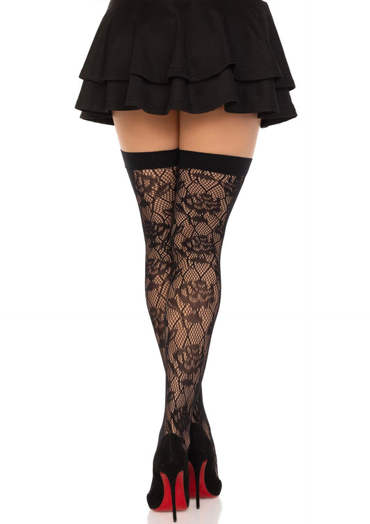 Bestel: Wild Rose Net Thigh Highs - bij Happytoys: de erotische sex webshop | liever Happy dan Easy ⭐⭐⭐⭐⭐
