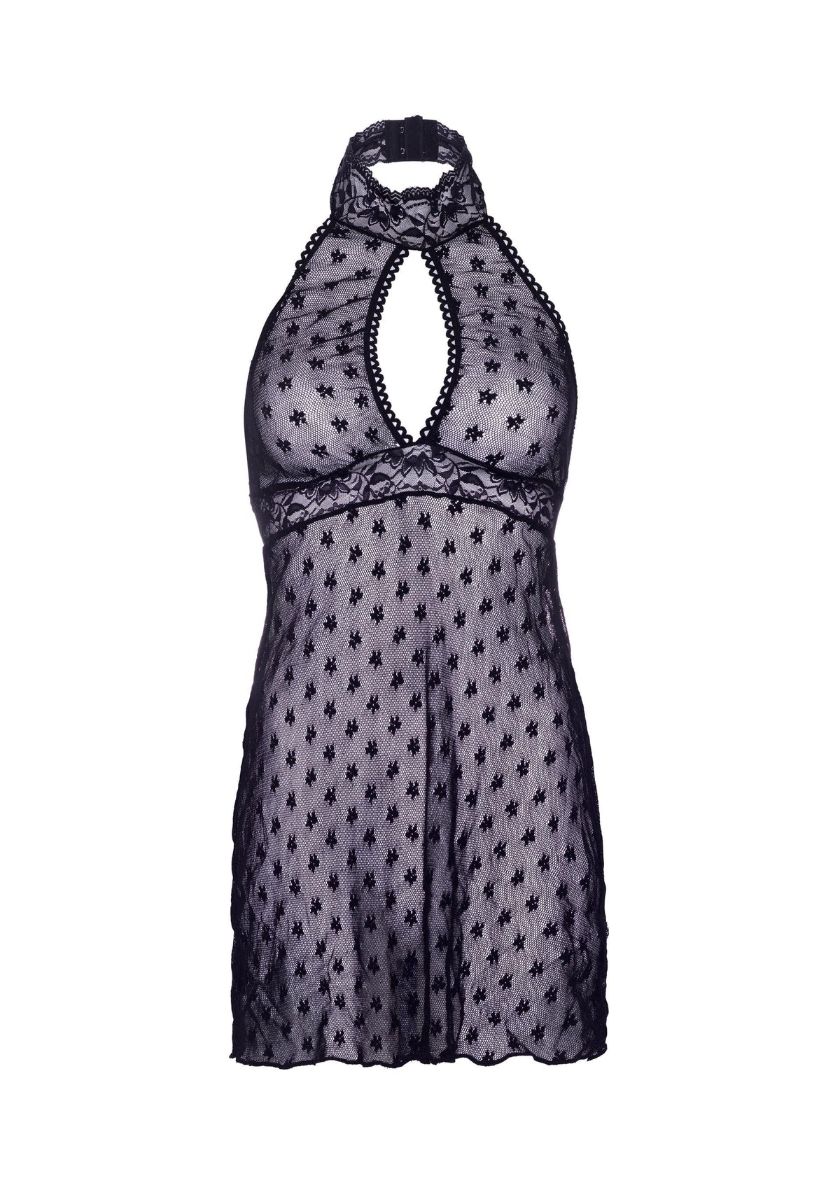 Bestel: Lace Trimmed Halter Babydoll by Leg Avenue - bij Happytoys: de erotische sex webshop | liever Happy dan Easy ⭐⭐⭐⭐⭐