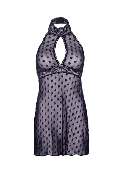 Bestel: Lace Trimmed Halter Babydoll by Leg Avenue - bij Happytoys: de erotische sex webshop | liever Happy dan Easy ⭐⭐⭐⭐⭐