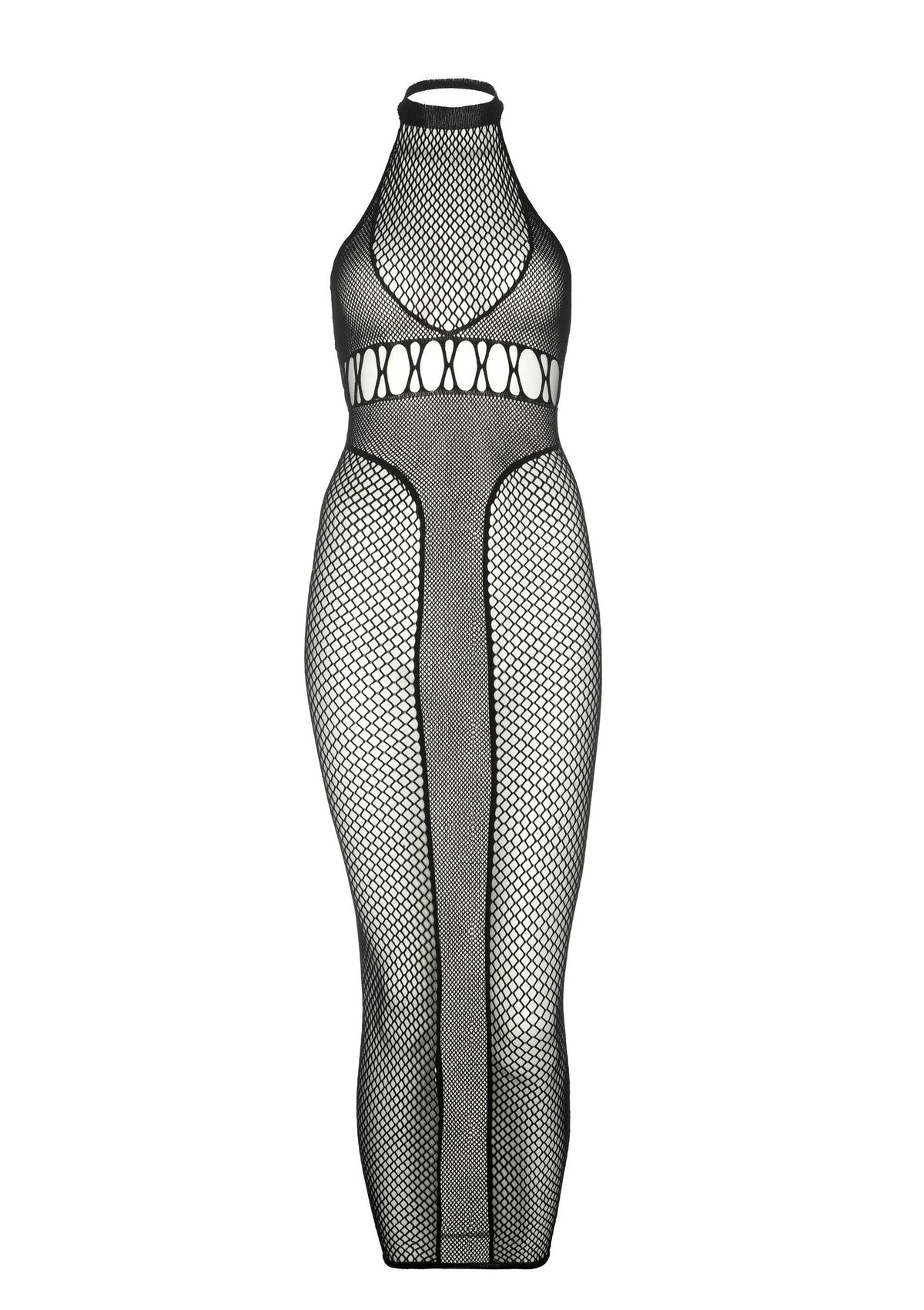 Bestel: Halter Dual Net Backless Dress by Leg Avenue - bij Happytoys: de erotische sex webshop | liever Happy dan Easy ⭐⭐⭐⭐⭐