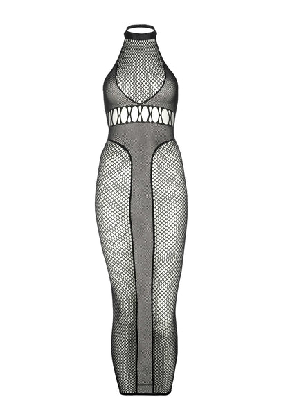 Bestel: Halter Dual Net Backless Dress by Leg Avenue - bij Happytoys: de erotische sex webshop | liever Happy dan Easy ⭐⭐⭐⭐⭐