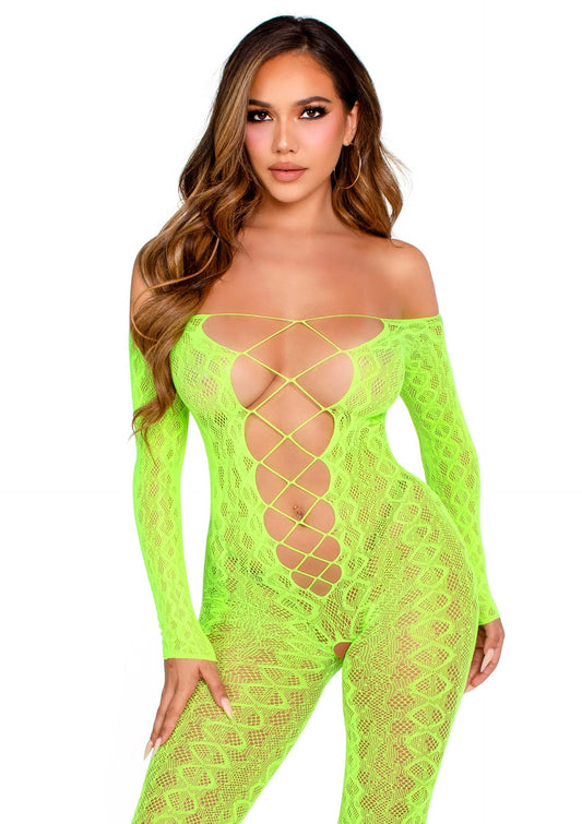 Bestel: Crotchless, Footless Lingerie Bodystocking by Leg Avenue - bij Happytoys: de erotische sex webshop | liever Happy dan Easy ⭐⭐⭐⭐⭐ - Default Title - 82075 - GREEN - O/S