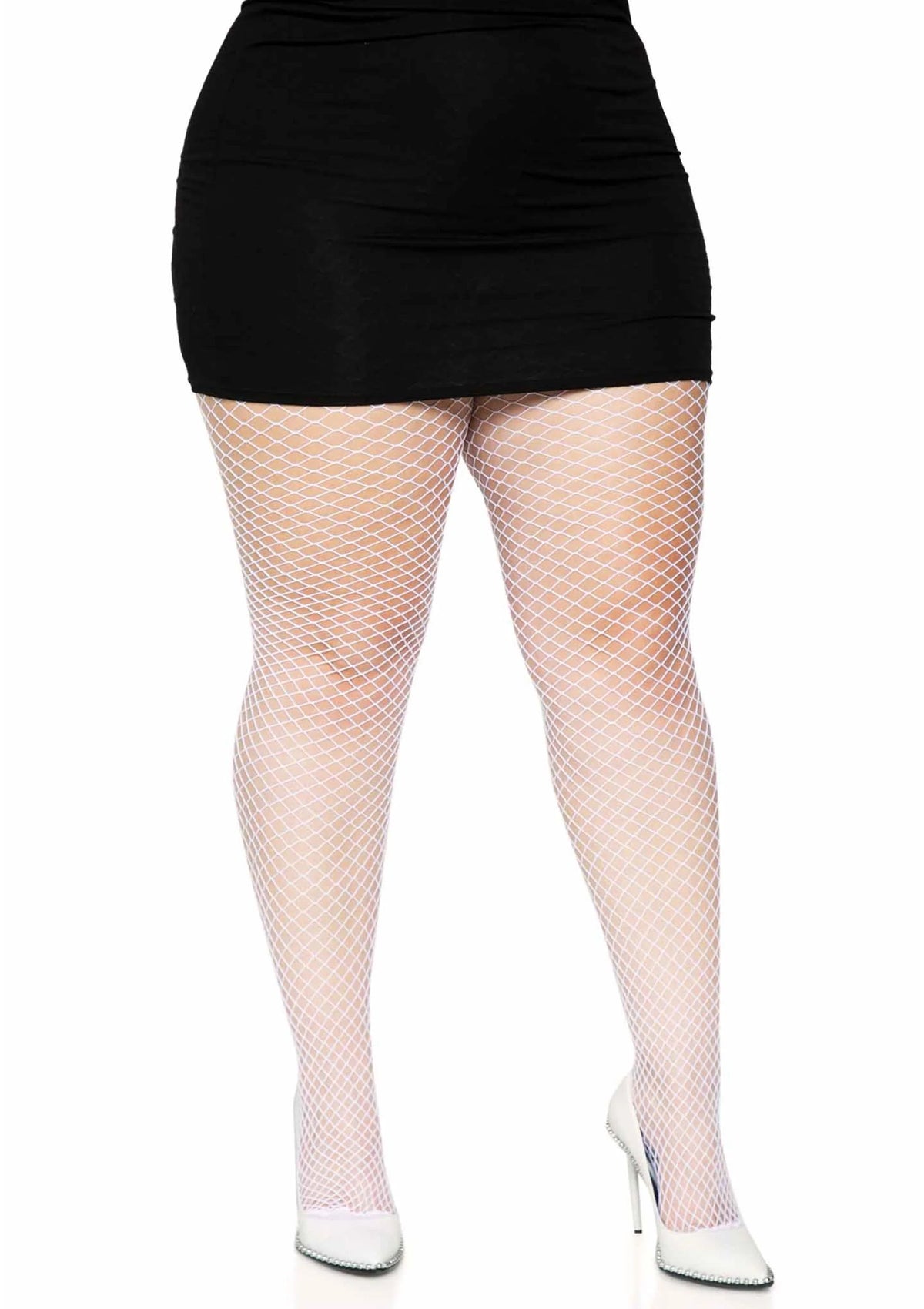 Bestel: Plus Elastane Industrial Fishnet Pantyhose by Leg Avenue - bij Happytoys: de erotische sex webshop | liever Happy dan Easy ⭐⭐⭐⭐⭐ - Default Title - 82078 - WHITE - 1X/2X