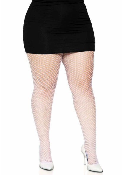 Bestel: Plus Elastane Industrial Fishnet Pantyhose by Leg Avenue - bij Happytoys: de erotische sex webshop | liever Happy dan Easy ⭐⭐⭐⭐⭐ - Default Title - 82078 - WHITE - 1X/2X